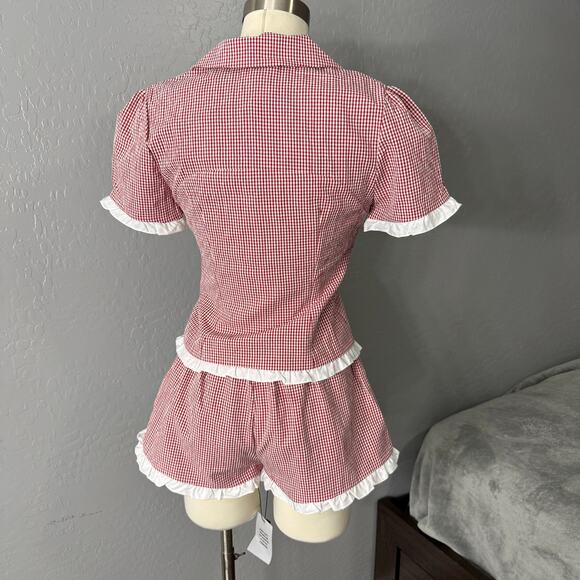 More To Come Kyla Short Set, Red Gingham, XS - Picture 3 of 5